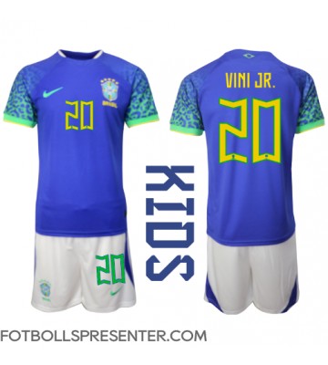 Brasilien Vinicius Junior #20 Bortatröja Barn VM 2022 Kortärmad (+ korta byxor)